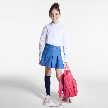 قميص أبيض سادة بياقة بيتر بان للفتيات